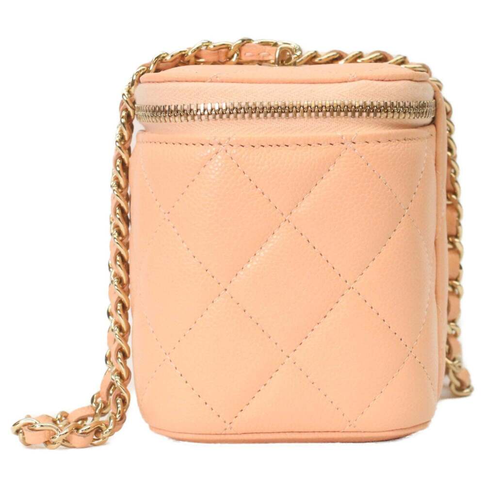 CHANEL AP1341 Pink Beige Caviar Leather Gold Hardware Chain Vanity Shoulder B... - Picture 2 of 12